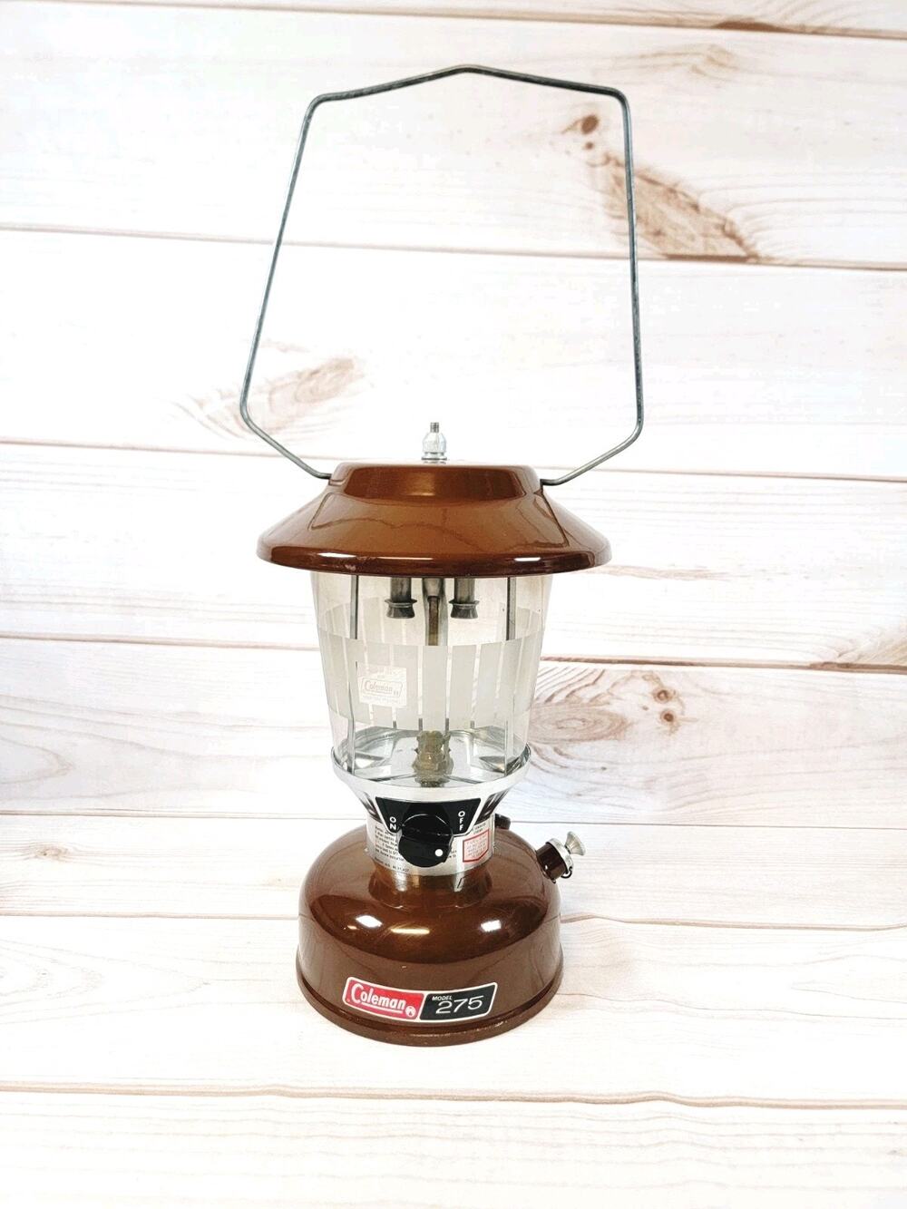 Vintage 1979 Coleman 275 Lantern Brown 2 Mantel Picket Fence Globe - Excellent